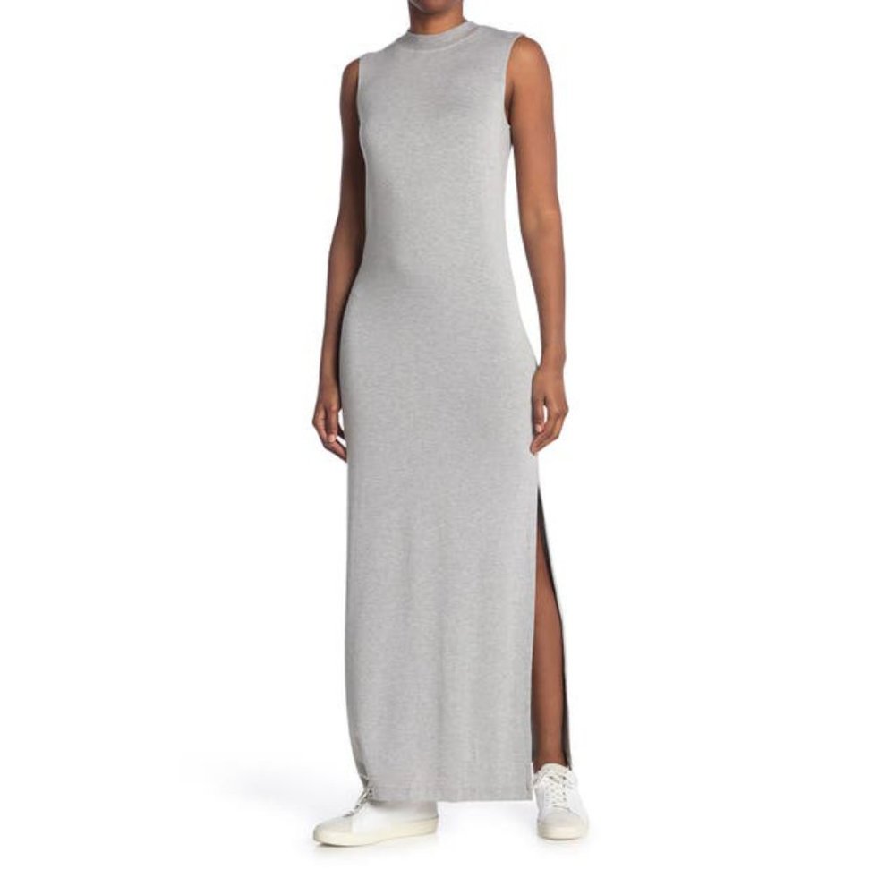NEW BALDWIN Women Abbot Grey Muscle Tank Two Side Slit Crew Neck Long Maxi Dress